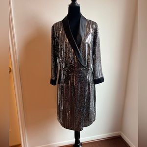 I.N.C. Mirror Ball Sequins Wrap Dress - size Large